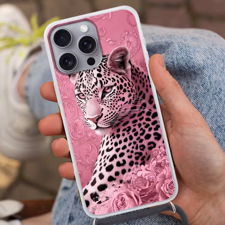 Handyhülle mit Band - Panther - Deluxe - Rosa — 2