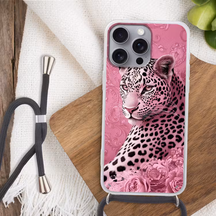 Handyhülle mit Band - Panther - Deluxe - Rosa — 3