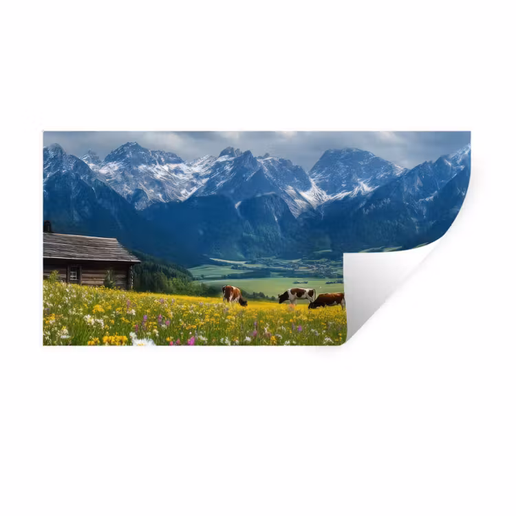 Wandtattoo – Alpen - Wiese - Kühe — 1