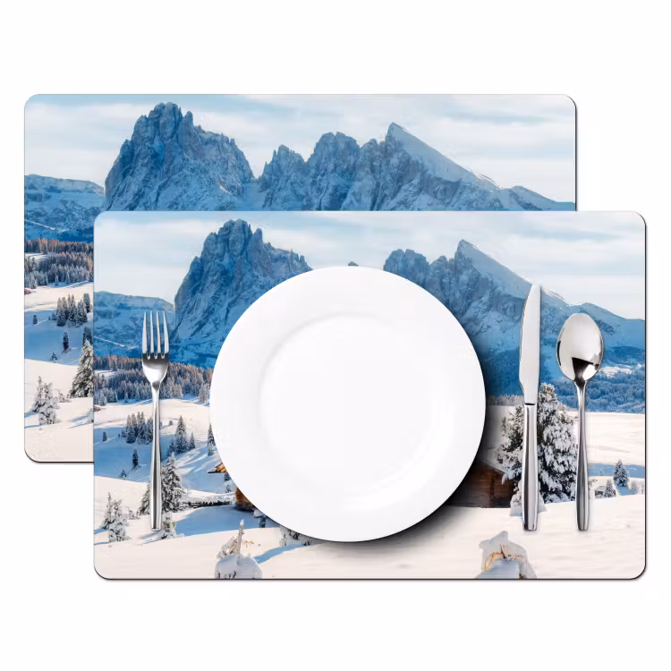 Tischset - 6 Stück - Winter - Hütte - Berge - Aussicht - Schnee — 2