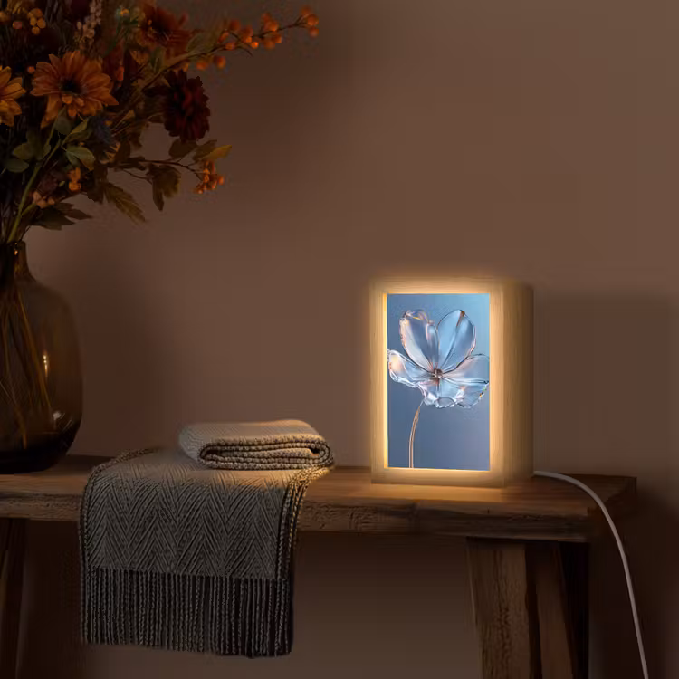 Tischlampe - Blau - Blume - Gläser - Verziert — 3