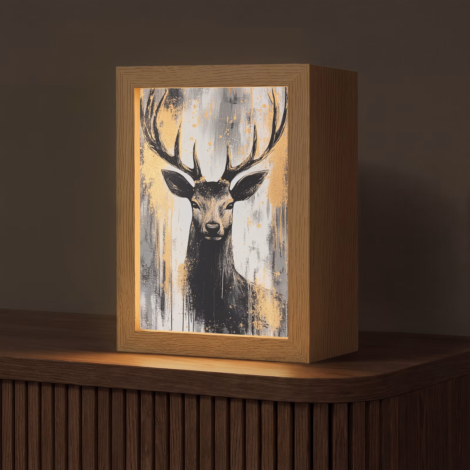 Tischlampe - Abstrakt - Hirsch - Geweih - Gold — 1