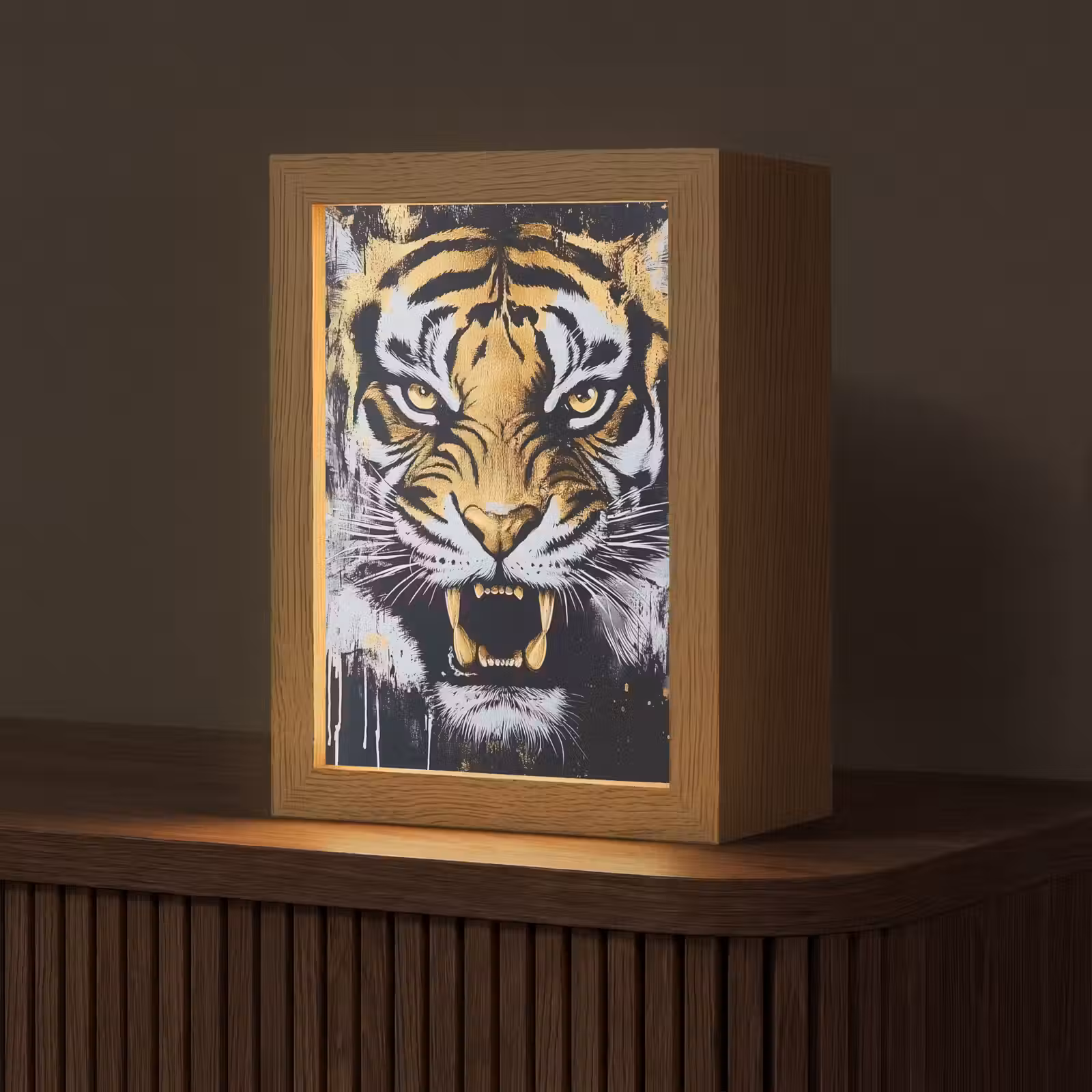 Tischlampe - Tiger - Farbspritzer - Gold — 1