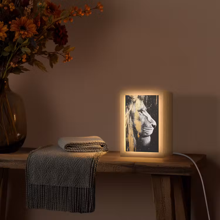Tischlampe - Porträt - Löwe - Abstrakt - Gold — 3