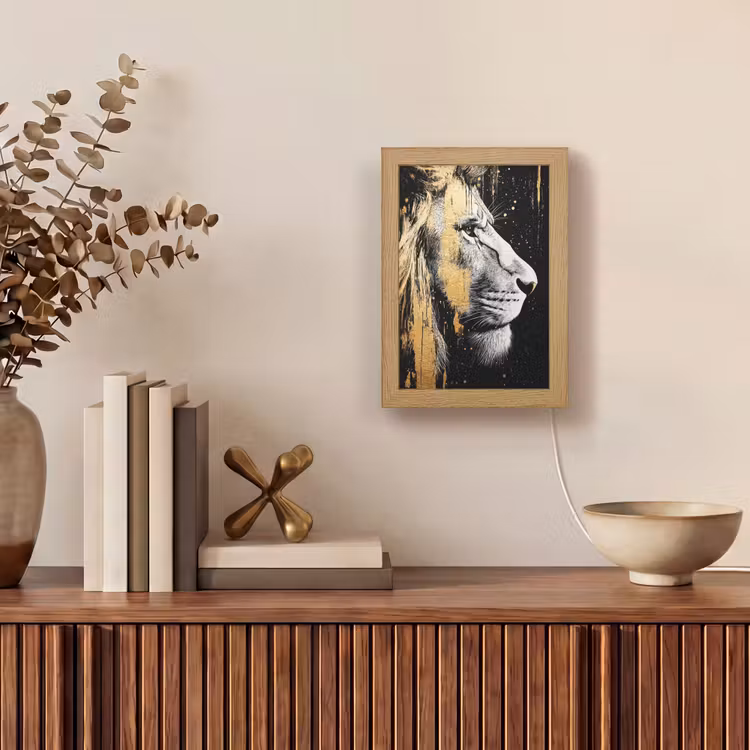 Tischlampe - Porträt - Löwe - Abstrakt - Gold — 4