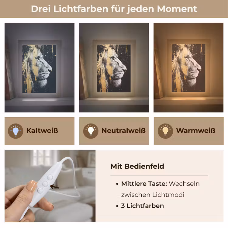 Tischlampe - Porträt - Löwe - Abstrakt - Gold — 7