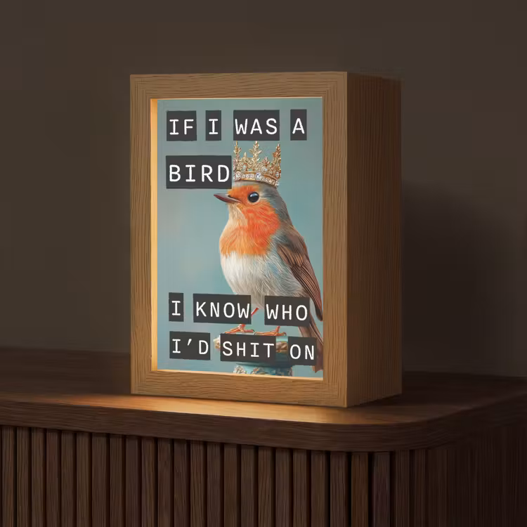 Tischlampe - Rotkehlchen - Vogel - Blau - Dekoration — 1