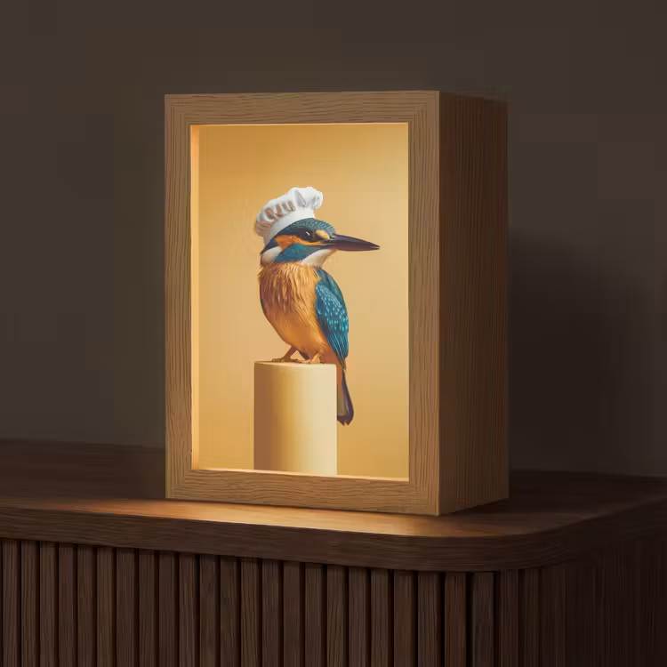 Tischlampe - Eisvogel - Säule - Kochmütze - Vogel — 1