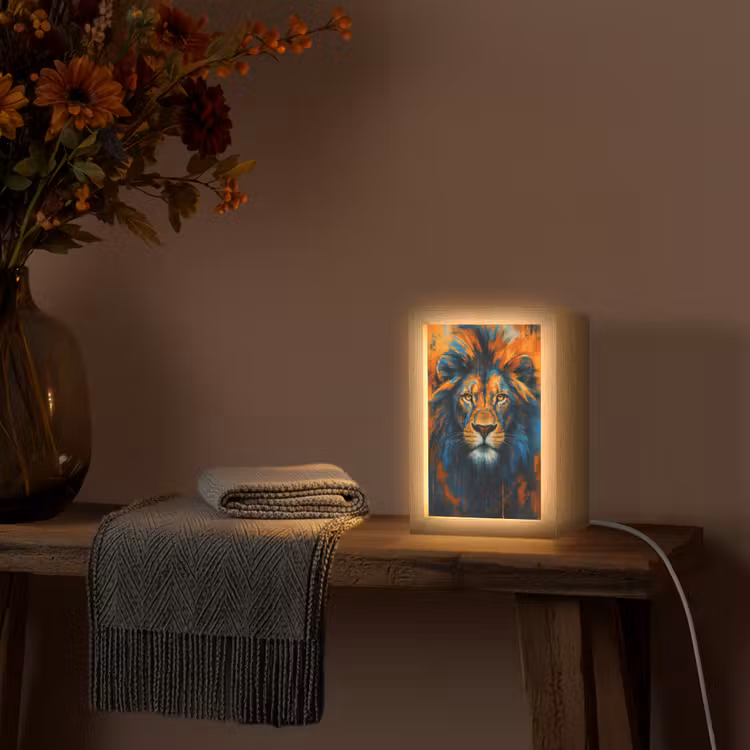 Tischlampe - Gemälde - Löwenkopf - Orange — 3