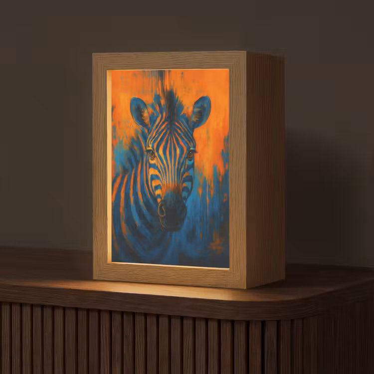 Tischlampe - Zebra - Abstrakt - Blau — 1