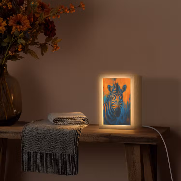 Tischlampe - Zebra - Abstrakt - Blau — 3
