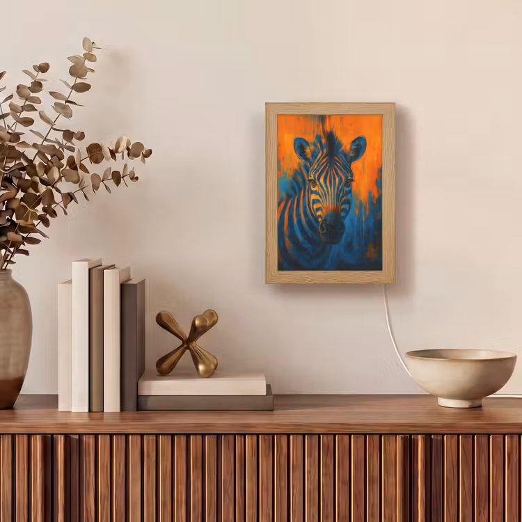 Tischlampe - Zebra - Abstrakt - Blau — 4