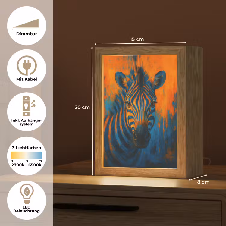 Tischlampe - Zebra - Abstrakt - Blau — 6