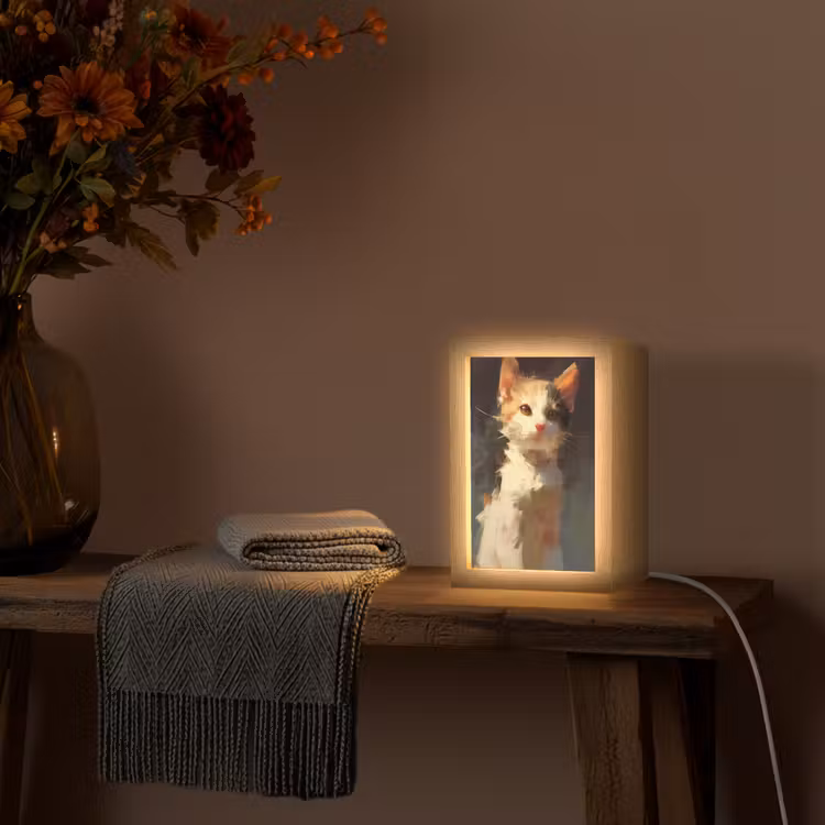 Tischlampe - Katze - Gemalt - Künstlerisch - Weiß — 3