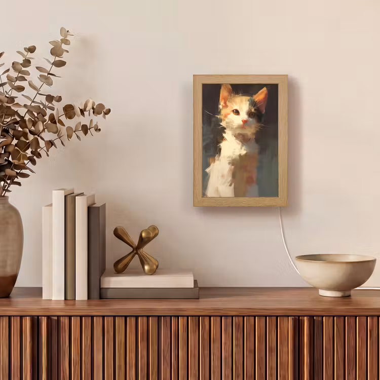 Tischlampe - Katze - Gemalt - Künstlerisch - Weiß — 4