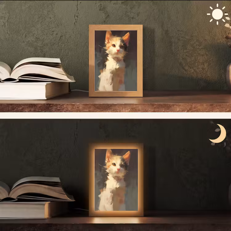 Tischlampe - Katze - Gemalt - Künstlerisch - Weiß — 5