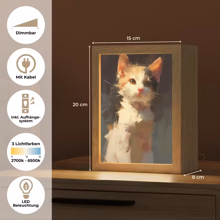 Tischlampe - Katze - Gemalt - Künstlerisch - Weiß — 6
