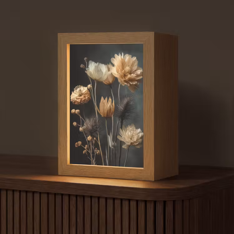 Tischlampe - Blumenstrauß - Blumen - Licht - Schwarz — 1