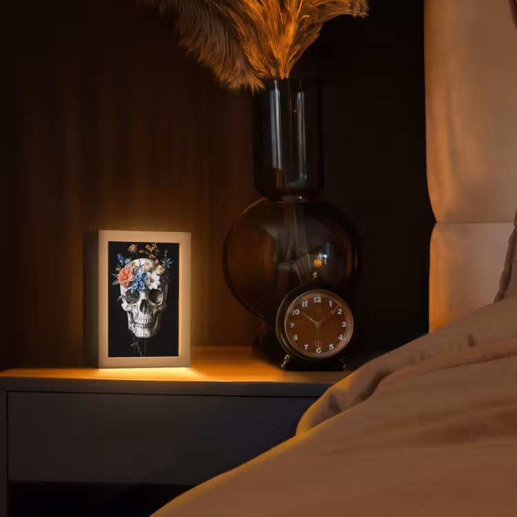 Tischlampe - Blumen - Totenkopf - Farbenfroh — 2