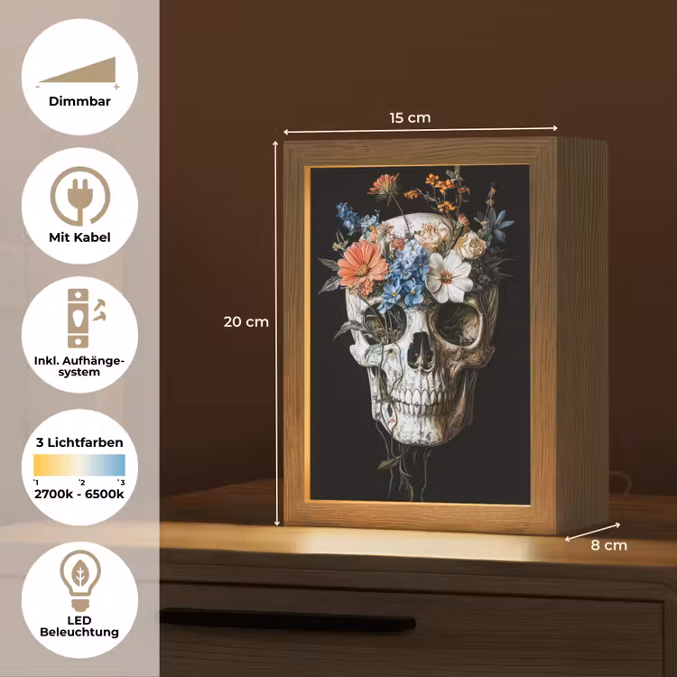 Tischlampe - Blumen - Totenkopf - Farbenfroh — 6