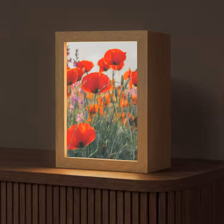 Tischlampe - Mohn - Blumen - Rot - Lila - Wiese — 1