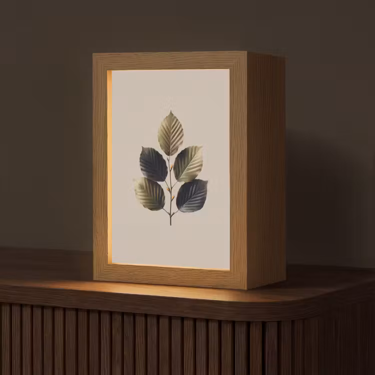 Tischlampe - Buchenblätter - Braun - Grün - Neutral — 1