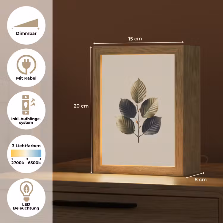 Tischlampe - Buchenblätter - Braun - Grün - Neutral — 6
