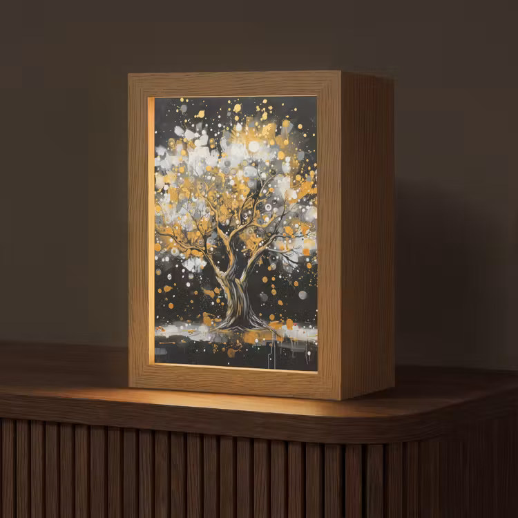 Tischlampe - Baum - Schwarz - Gold - Weiß - Modern — 1