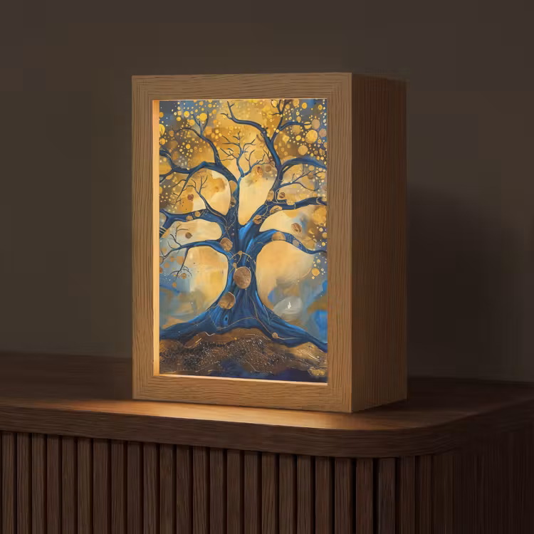 Tischlampe - Baum - Baum des Lebens - Blau - Gold — 1