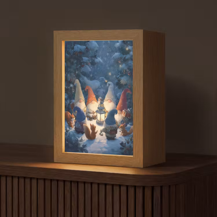 Tischlampe - Winter - Zwerge - Eichhörnchen - Mehrfarbig — 1
