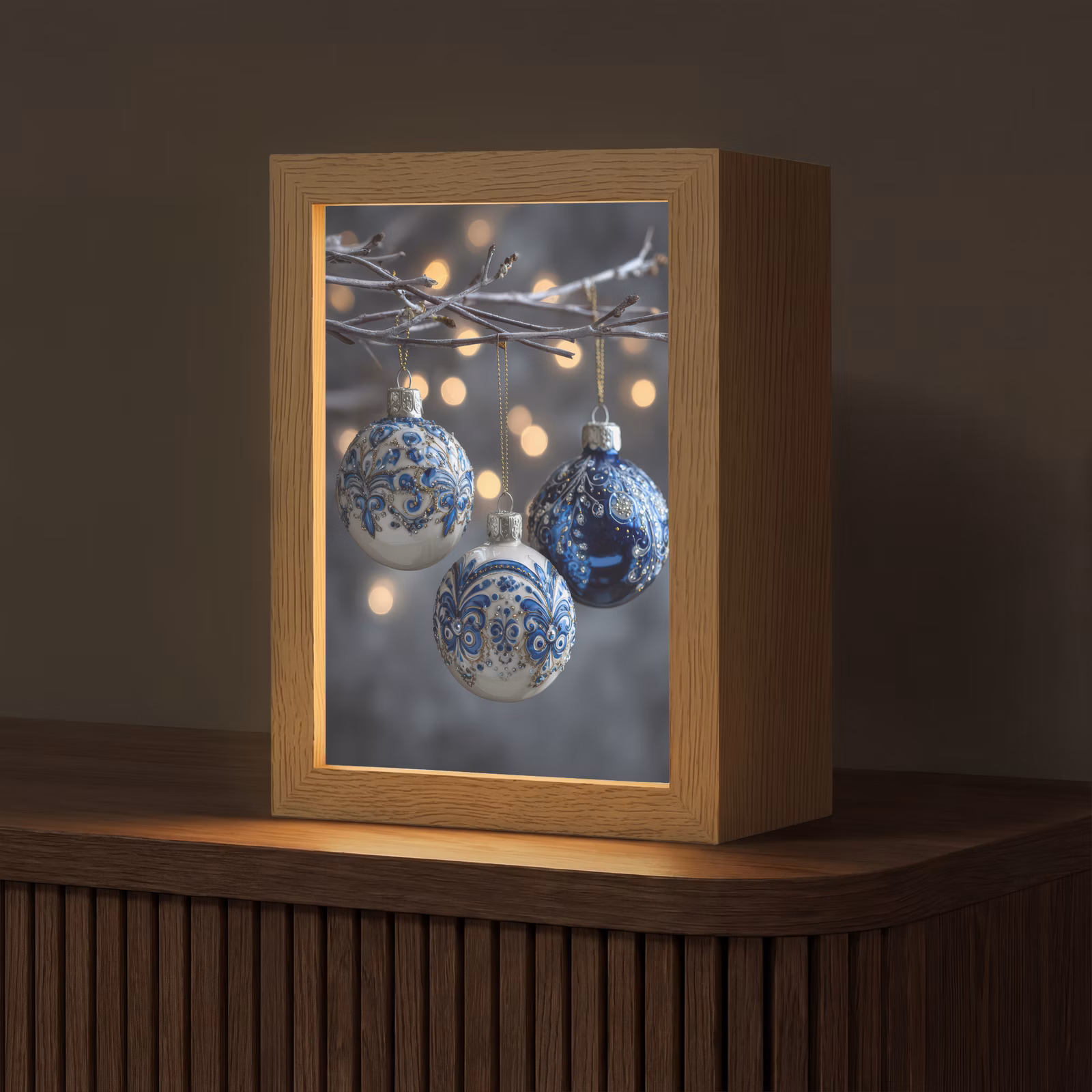 Tischlampe - Weihnachtskugel - Dekoriert - Blau — 1
