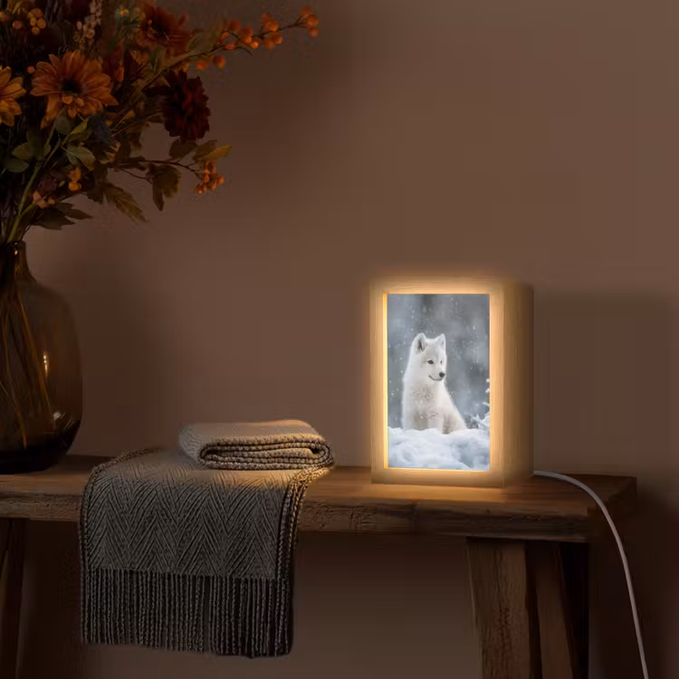Tischlampe - Wolf - Welpe - Schnee — 3