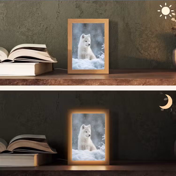 Tischlampe - Wolf - Welpe - Schnee — 5