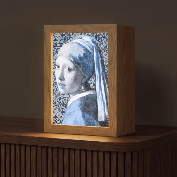 Tischlampe - Mädchen mit Perlenohrring - Johannes Vermeer - Delfter Blau — 1