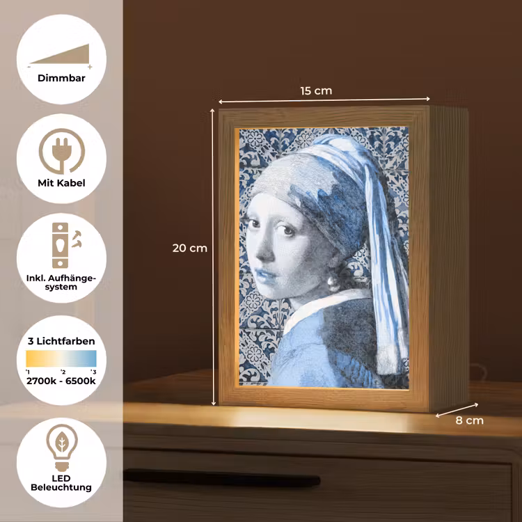 Tischlampe - Mädchen mit Perlenohrring - Johannes Vermeer - Delfter Blau — 6