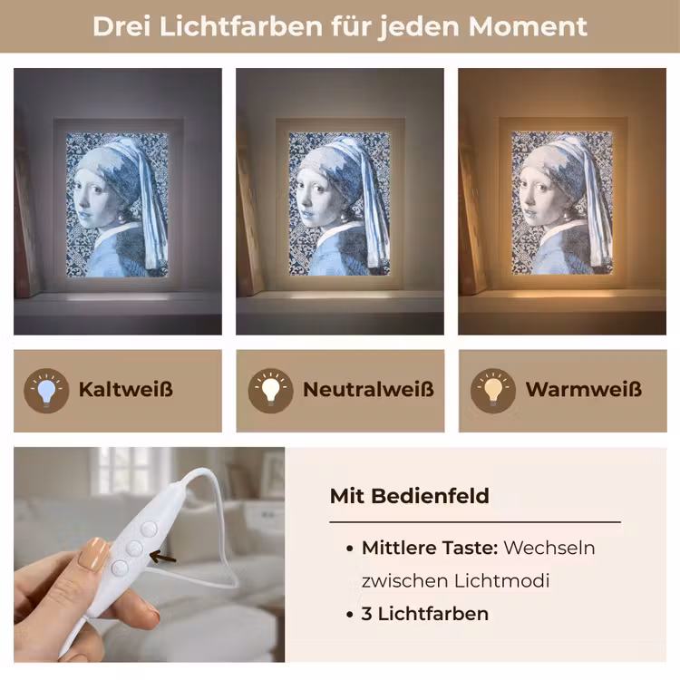 Tischlampe - Mädchen mit Perlenohrring - Johannes Vermeer - Delfter Blau — 7