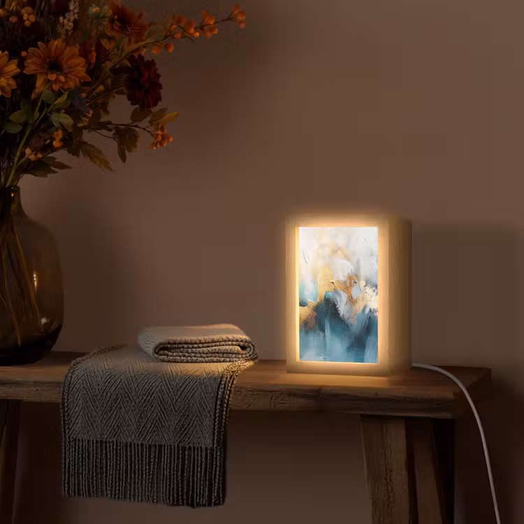 Tischlampe - Abstrakt - Kunst - Gold - Blau — 3