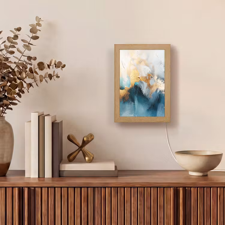 Tischlampe - Abstrakt - Kunst - Gold - Blau — 4