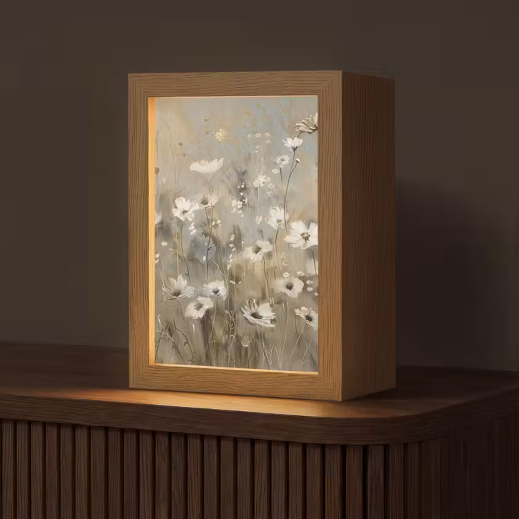 Tischlampe - Blumen - Weiß - Natur - Grau - Modern — 1