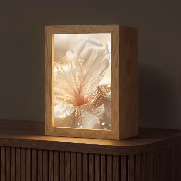 Tischlampe - Blume - Weiß - Glitter - Gold - Modern — 1