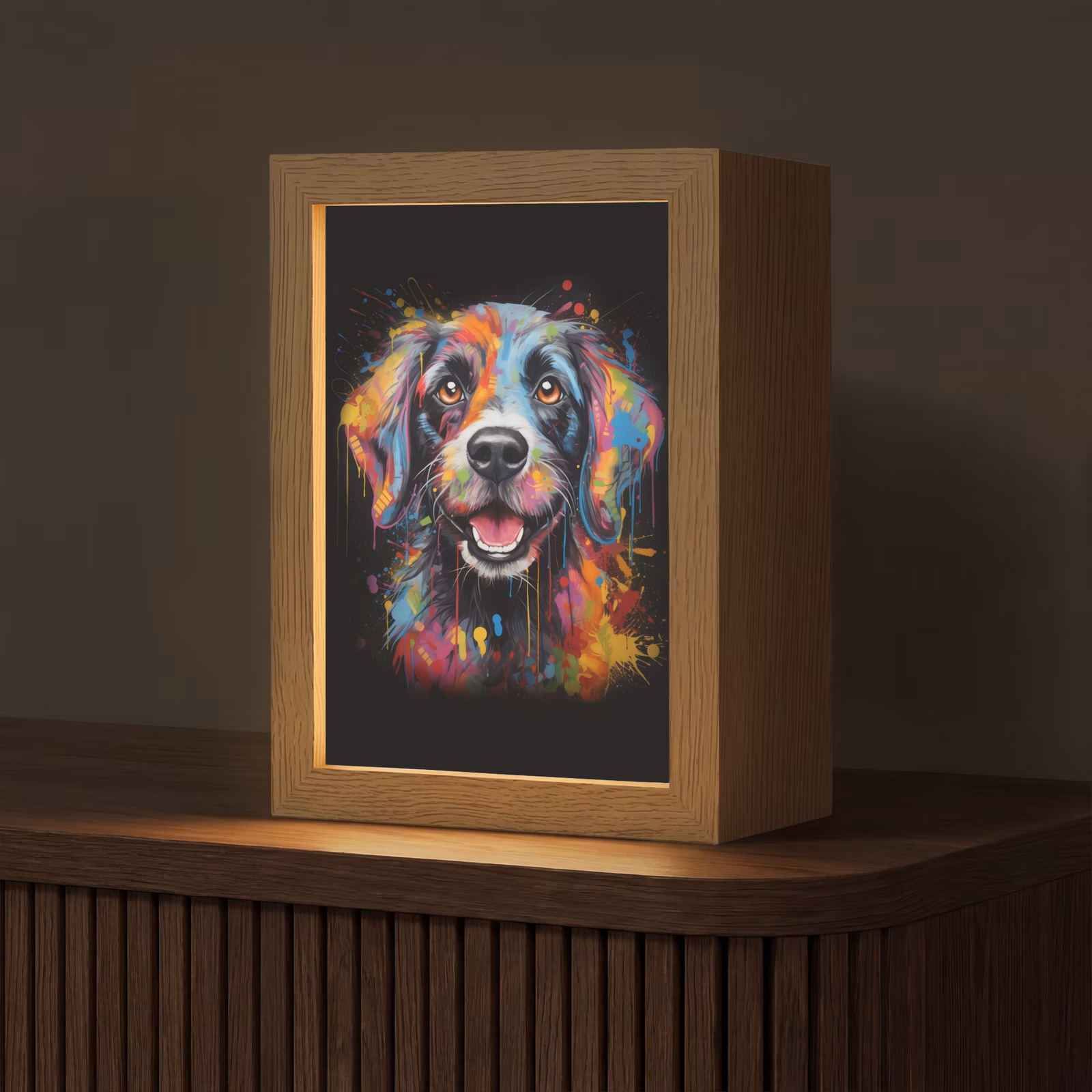Tischlampe - Graffiti - Hund - Schwarz - Farben — 1
