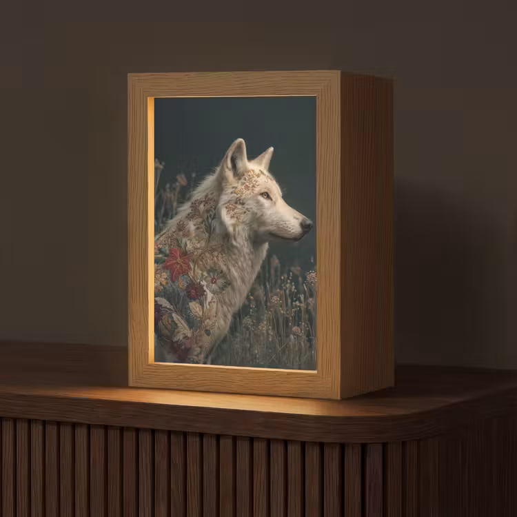 Tischlampe - Wolf - Blumen - Natur — 1