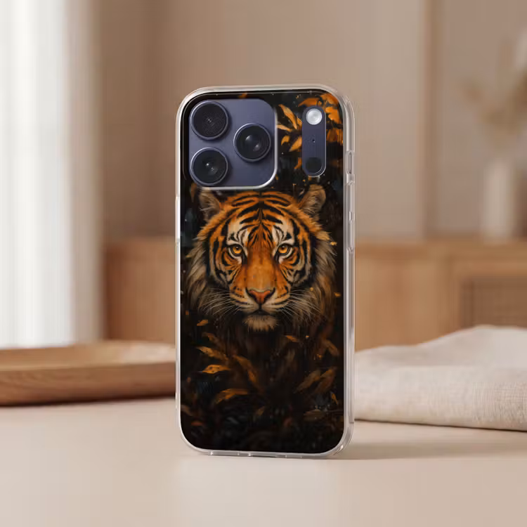 Handyhülle - Blätter - Tiger - Orange — 3