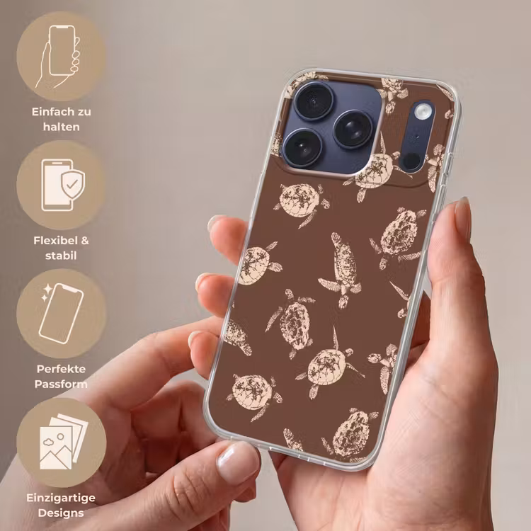Handyhülle - Schildkröten - Muster - Braun - Beige — 4