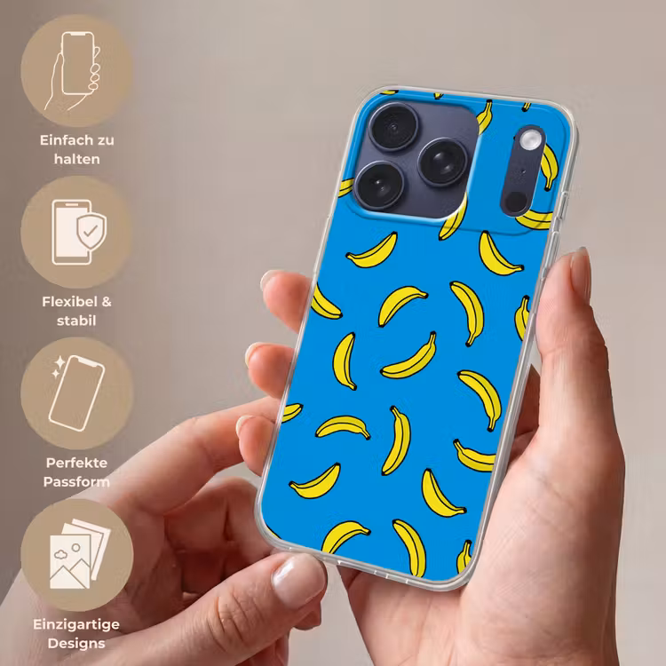 Handyhülle - Bananen - Gelb - Blau - Druck — 4