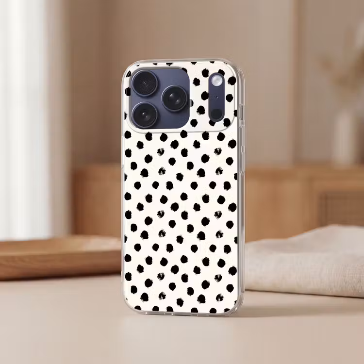 Handyhülle - Polka dots - Schwarz - Weiß - Druck - Minimalistisch — 3