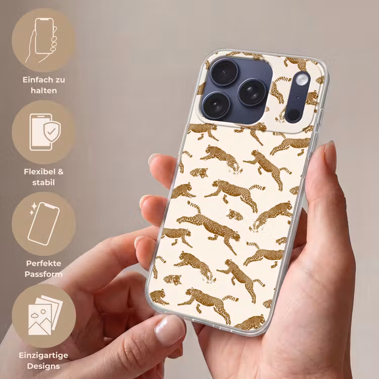 Handyhülle - Panther - Tiere - Beige - Braun - Muster — 4