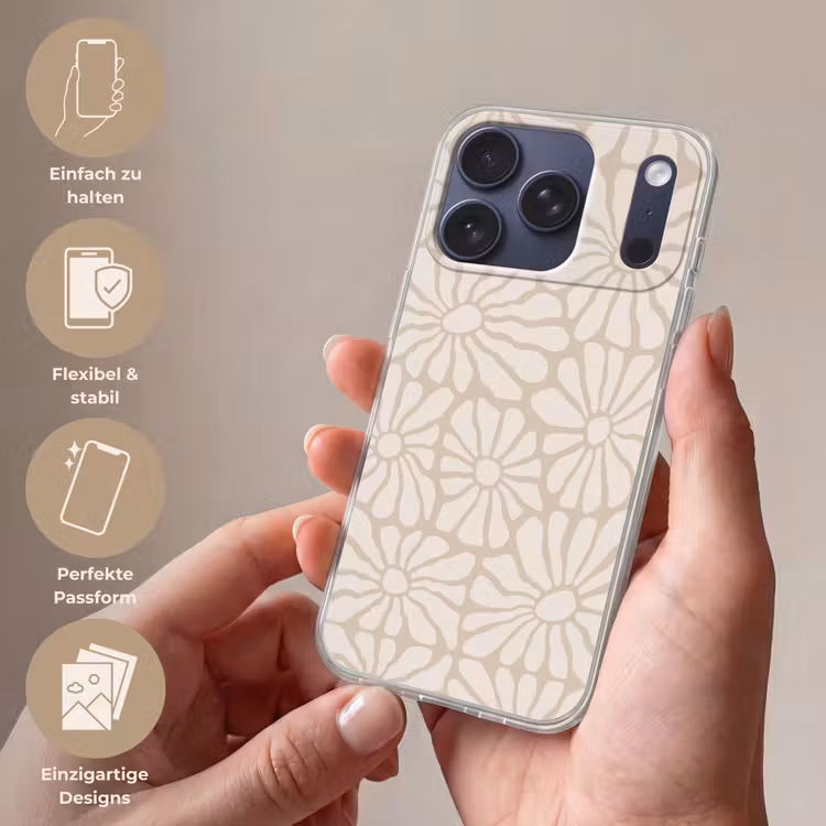 Handyhülle - Floral - Druck - Beige - Braun - Minimalistisch — 4