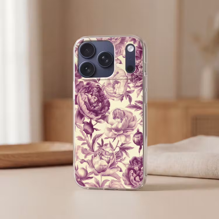 Handyhülle - Blumen - Muster - Lila - Beige — 3