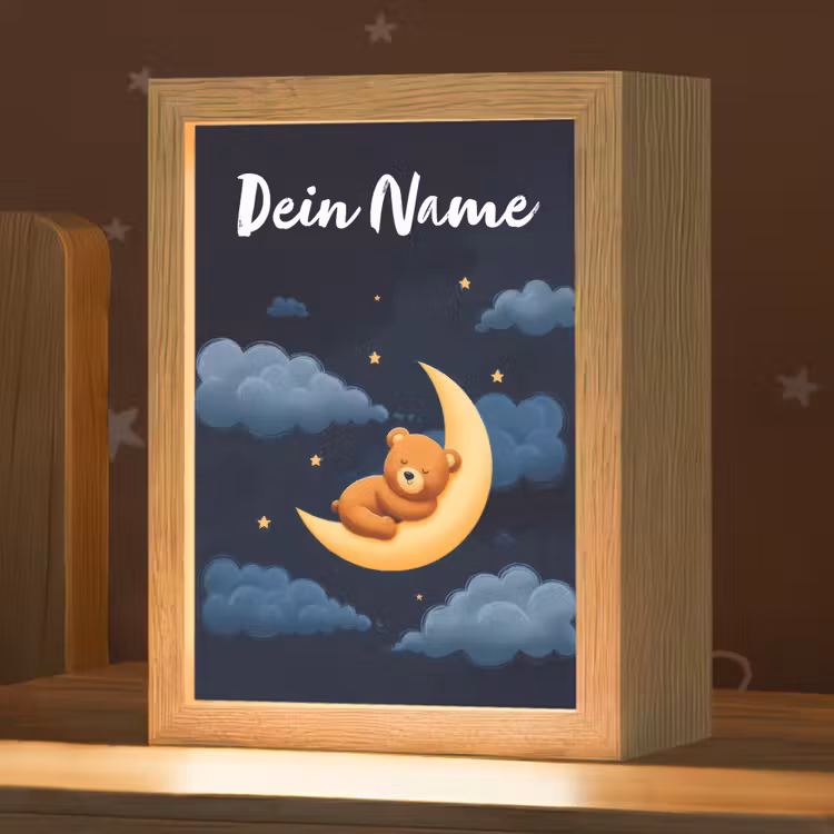 Nachtlicht Kinder mit Namen - Teddybär - Mond - Wolken - Sterne — 1
